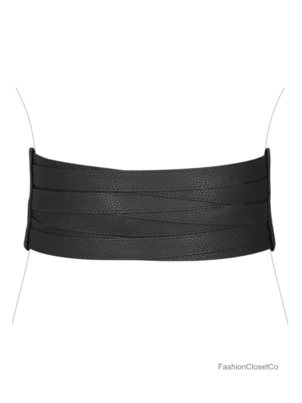 Faux Leather Braided Wide Waist Belt Elastic Stretch Dress Belt for Women
